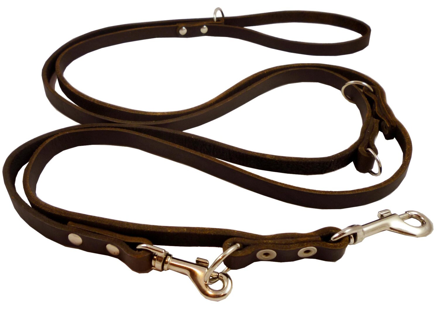 6 Way Euro Multifunctional Thick Leather Dog Leash Adjustable