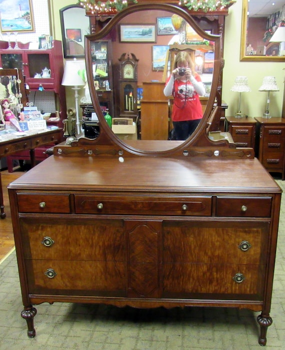 Dresser and Mirror beautiful burled wood