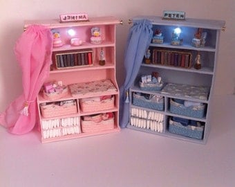 Dolls House Lit Nursery Dresser with a Beatrix Potter Theme