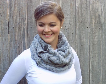 Gray Cozy Cable Cowl - Neck Warmer - Scarf