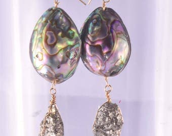 Abalone Pyrite Earrings