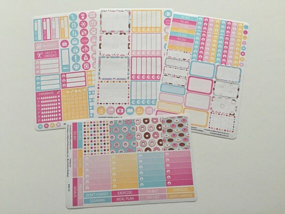 Doughnut Erin Condren Vertical 4 Sheet Weekly Kit - Planner Stickers, Planner Decorations, Erin Condren