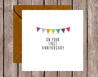 Bunting 1st Anniversary Card