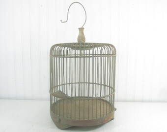Antique Birdcage, Wood Birdcage, wedding birdcage, vintage birdcage, vintage birdcage, wood cage, garden decor, cottage decor