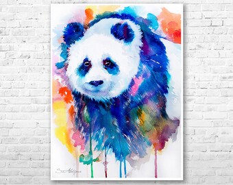 Panda watercolor painting print by Slaveika Aladjova, art, animal, illustration, home decor, Nursery, gift, Wildlife, wall art, bear