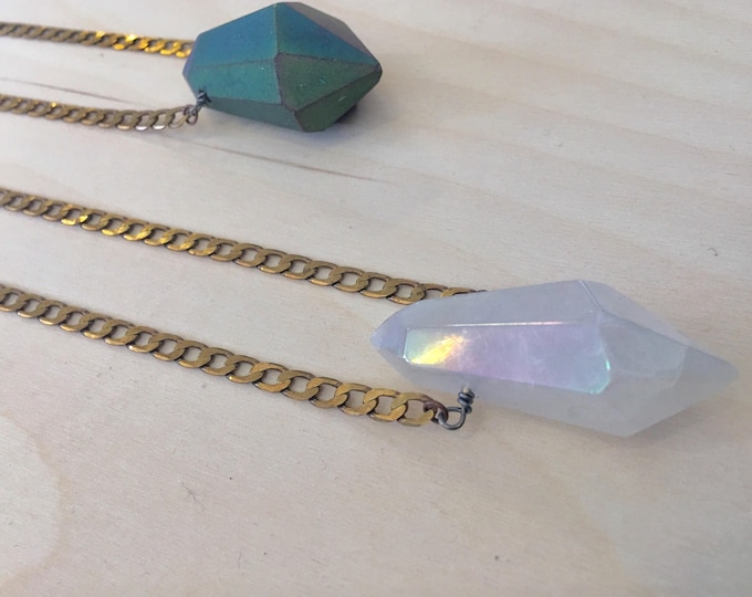 Large Crystal Neckace // Crystal Necklace // Rainbow Quartz Necklace //