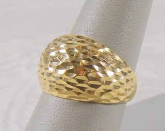 SALE ~ 10% OFF Diamond Cut 14K Gold Dome Ring From JCM - Size 7 1/4 (Photo #5)