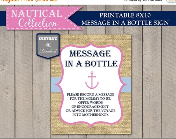 SALE INSTANT DOWNLOAD Nautical Girl 8x10 Message in a Bottle Sign / Printable / Nautical Girl Collection / Item #630