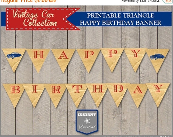 SALE INSTANT DOWNLOAD Vintage Car Happy Birthday Banner / Printable Diy Party / Retro / Classic / Vintage Car Collection / Item #1402