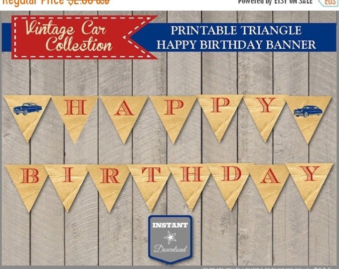 SALE INSTANT DOWNLOAD Vintage Car Happy Birthday Banner / Printable Diy Party / Retro / Classic / Vintage Car Collection / Item #1402