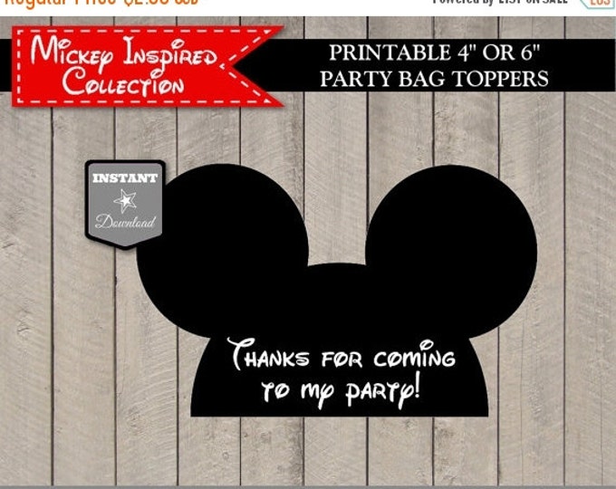 SALE INSTANT DOWNLOAD Mouse Ears 4" or 6" Wide Party Favor Bag Toppers / Printable Diy / Classic Mouse Collection / Item #1545