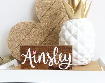 Personalized Name Sign, Name Wood Sign, Hand Painted Wood Sign, Nursery Decor, Baby Shower Gift, New Baby Gift, Kid's Room Decor