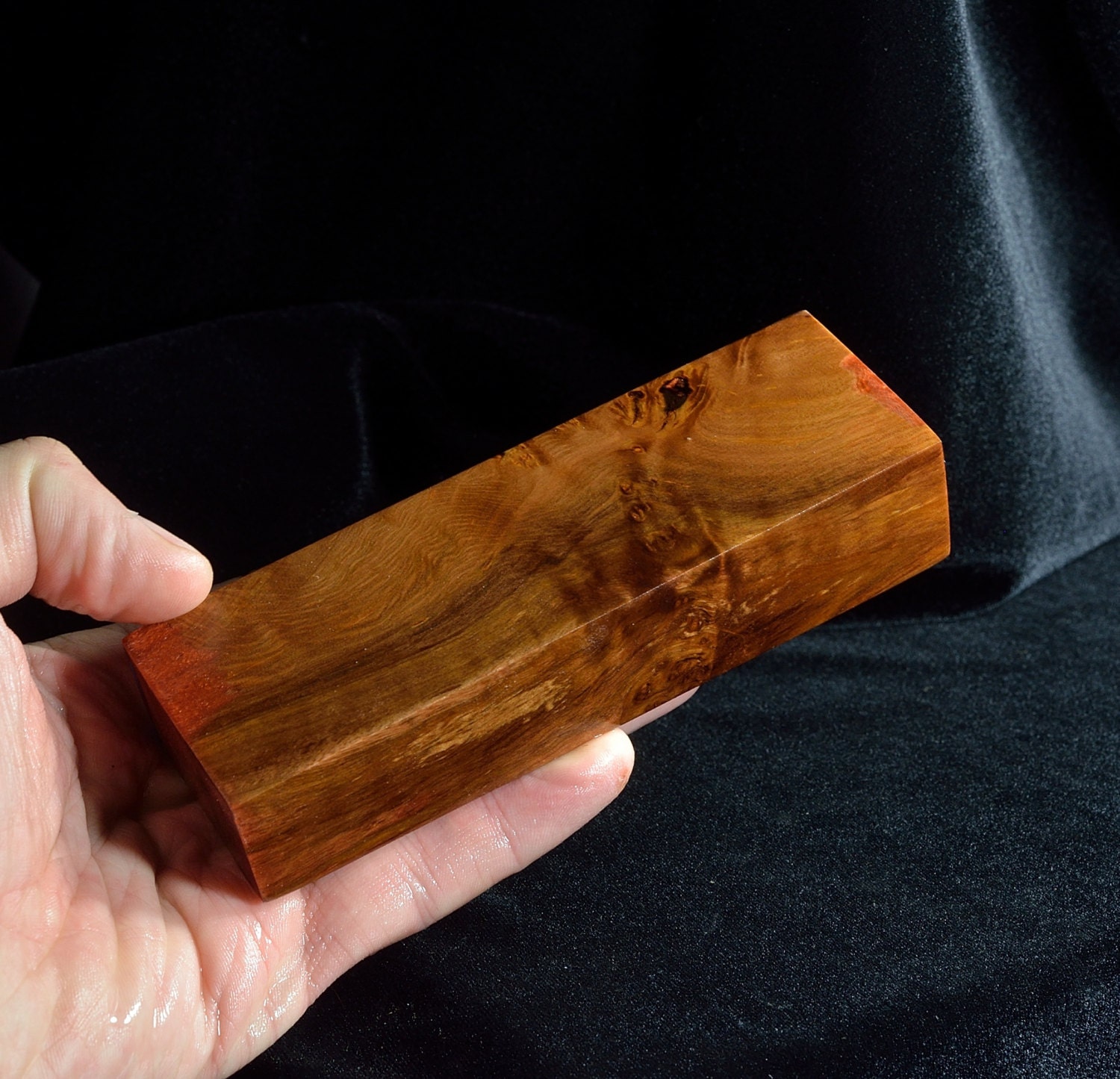 Stabilized hybrid alder burl wood blank for knife handle or box mod grip or scales from WoodStab