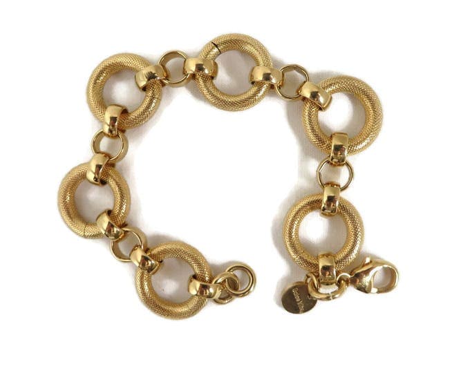 DOLCE VITA Chain Bracelet, Vintage 18k Gold Plated Textured Bracelet, Gift for Her