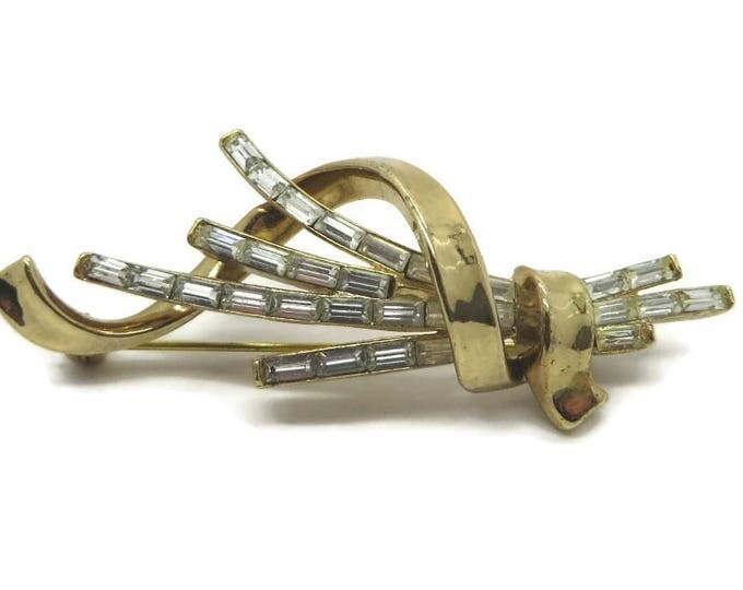 Vintage Brooch - Baguette Rhinestone Vintage Estate Pin, Gift Idea