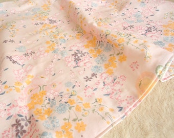 BABY BLANKET,nani iro Pink Flower Bird,Double Gauze Cotton,Japanese Fabric,Flannel,Light Weight,Thin Blanket,31x24",Ready to Ship,Baby Girl