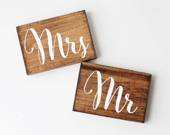 Rustic Wedding Mr and Mrs Signs // Photo Props // Sweetheart Table