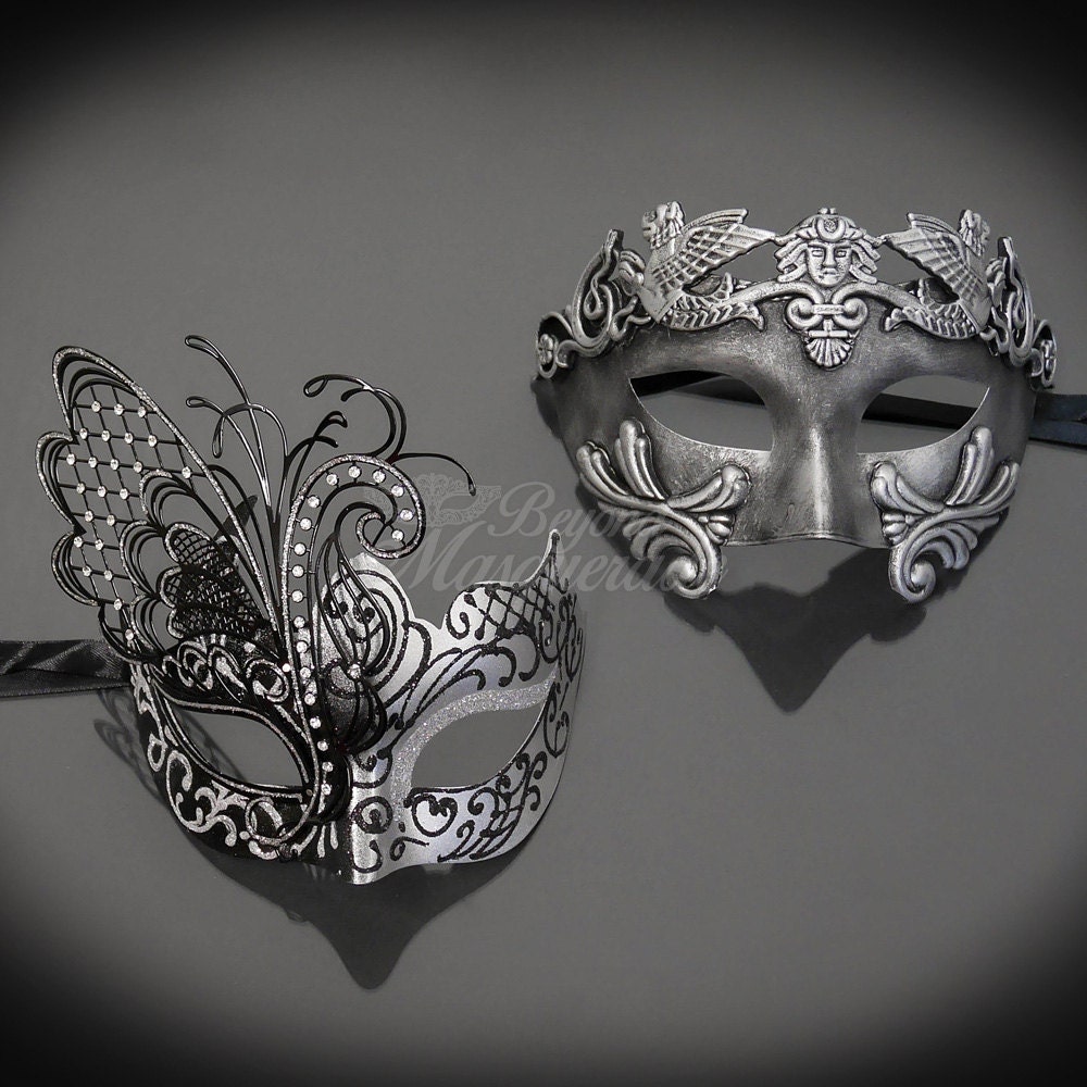 Phantom Masquerade Masks Platinum/Silver/White by 4everstore