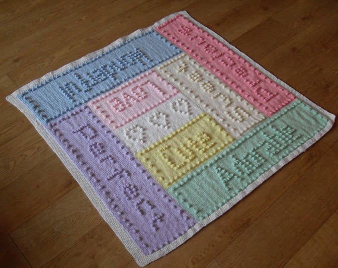 Sweet Dreams Baby Blanket Words KNITTING PATTERN