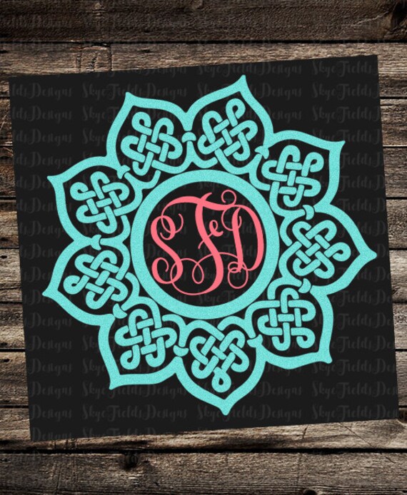 Download Mandala Celtic Knot Sunflower Monogram Blank Frame SVG JPG