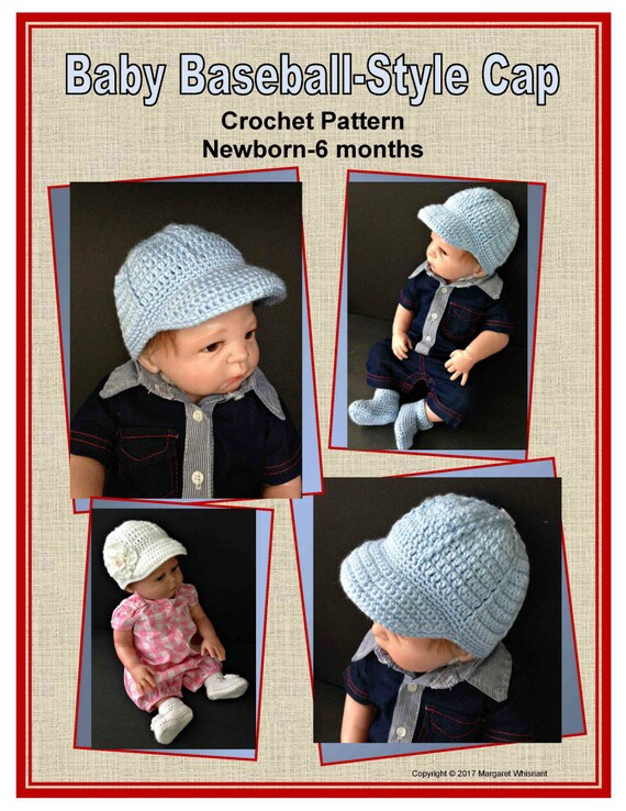 Baseball Cap Crochet Pattern for Baby Boy or Girl Newborn6