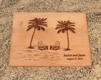 Personalized Custom Cutting Board Beach Wedding Destination Wedding Gift Retirement Kitchen Art Housewarming Shower Gift Aidrondack
