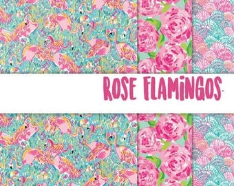 Patterned Craft Vinyl - Rose Flamingos 12x12" Individual Sheet or Multi-Pack