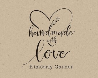 handmade with love stamp-Custom Logo Stamp ( 2" x1.5" ) -Custom Handmade by stamp - Personalized Rubber Stamp -handmade by stamp
