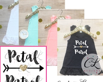 Petal Patrol Dress / Flower Girl Shirt Petal Patrol Outfit Wedding Rehearsal Outfit Wedding Shirt Wedding Clothes Cute Flower Girl Shirt 016