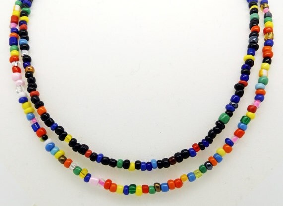 African Love Beads Necklace 18 Beaded Ethnic Handmade