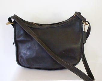 Coach bag classic black genuine vintage designer handbag black leather shoulder