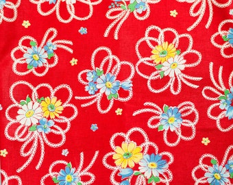 Atsuko Matsuyama Ribbon Daisies in Red by Yuwa - 1/4 Yard