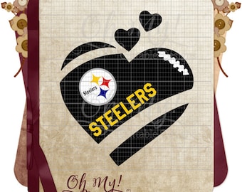Steelers Inspired Heart Layered Cutting Files SVG Dxf Eps Png