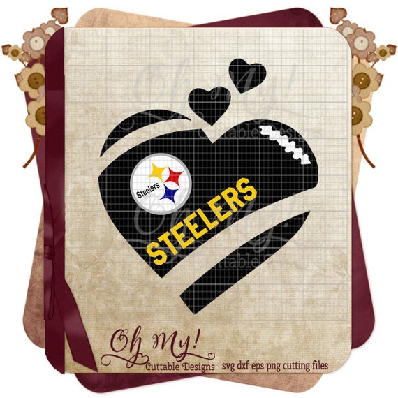 Steelers Inspired Heart Layered Cutting Files SVG Dxf Eps Png from ...