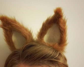 Fox Ears Headband - Cream Inner Ear, Faux Fur Ears, Cosplay Animal Ears