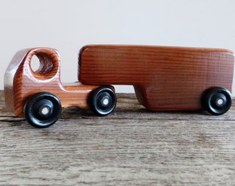 Wood Toy Semi Truck and Detachable Trailer-Handmade-Eco Friendly
