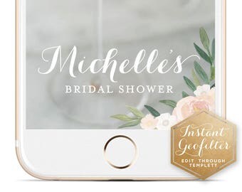 Ivory Floral Watercolor Bridal Shower Snapchat Geofilter | Custom Geofilter | Birthday Geofilter | Bridal Geofilter | Instant Geofilter