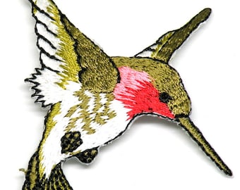 Beautiful hummingbird iron on patch These embroidered iron-on bird transfers and appliques will make designs soar