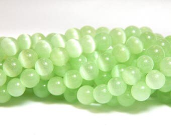 6mm Light Green Cats Eye, Cats Eye Beads, Green Cats Eye, 6mm Green Cats Eye Beads, Green Beads, 6mm Green Beads, Green Glass Beads, B-13F
