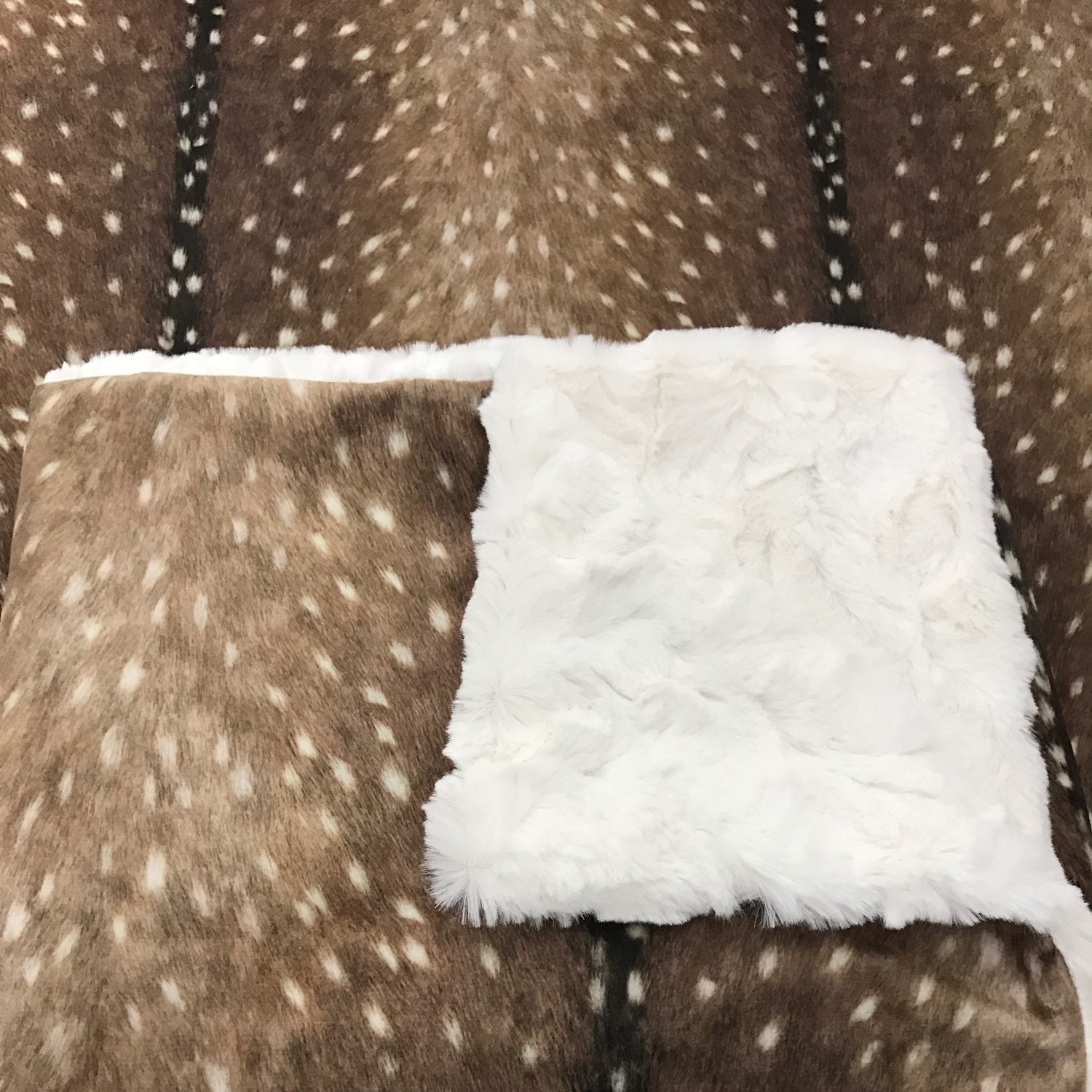 Custom double minky blanket deer skin minky with cream