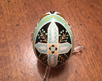 Cross on Quail Egg Pysanka by The Pysanky Nest