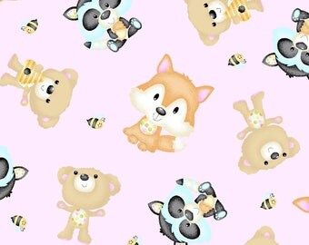 Woodland Cuties - Pink 9971-22 by Henry Glass Fabrics Cotton Fabric Yardage