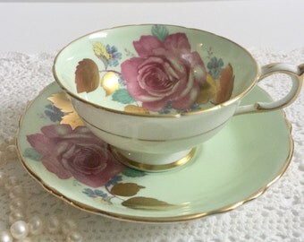 Green Paragon China Tea Cup and Saucer Teacup Set