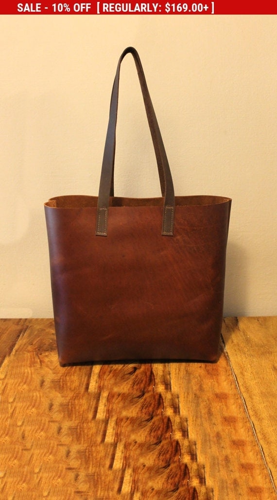 Sale Vintage brown leather tote bag large leather by LimorGalili