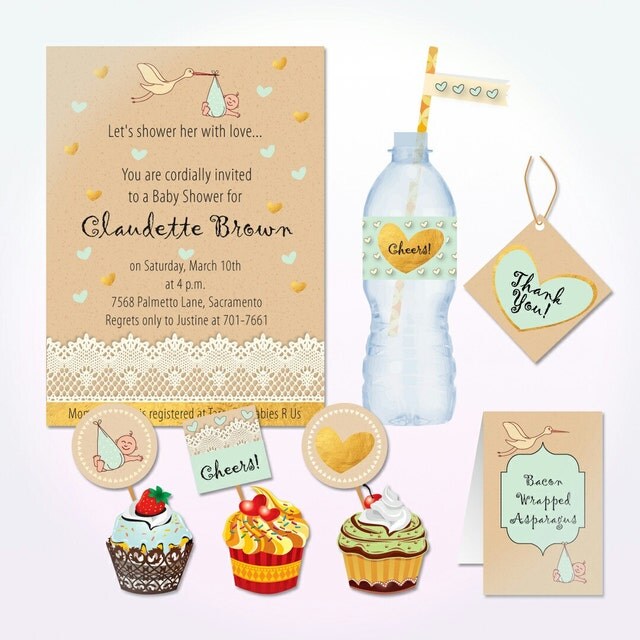 Digital Baby Shower Kits Baby Nursery Decor Kits by PaperPrezzies