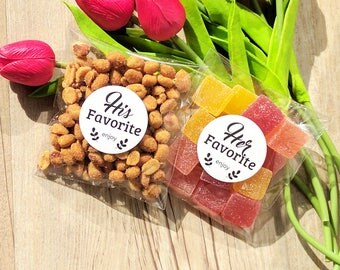 20+ Favorite Wedding Favor Stickers. His Favorite Snack Stickers. Her Favorite Snack Stickers. Great for Simple DIY Weddings