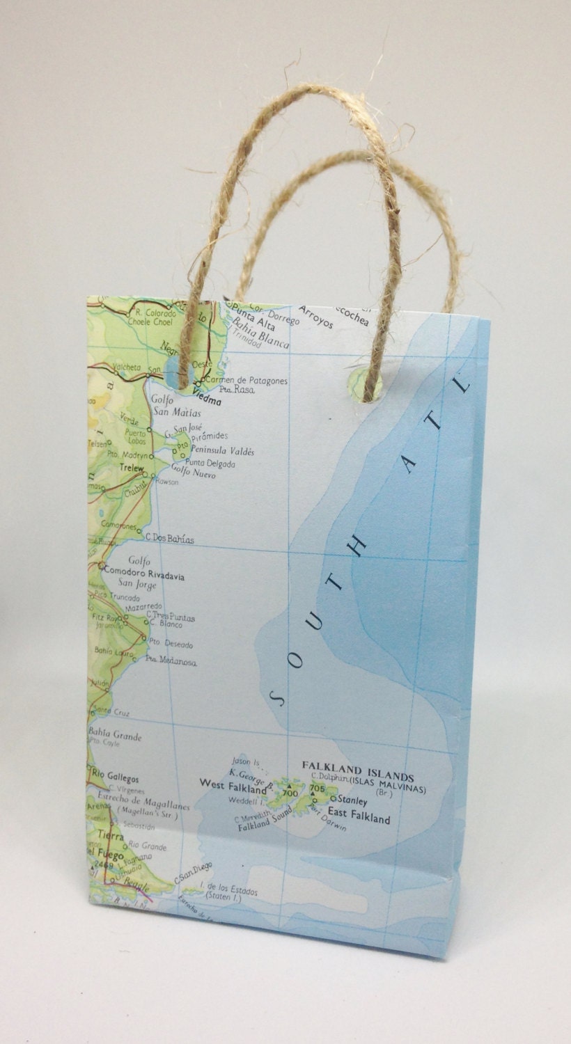 World Map Paper Gift Bag Small Bon Voyage by TheProcraftinator