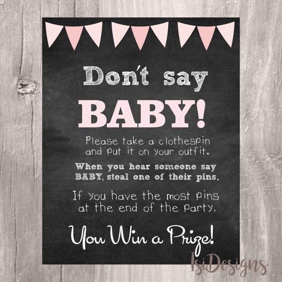 Don't Say Baby Sign Baby Shower Game Printable