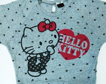 C.O.L.Z.A Hello Kitty Crew Neck Grey Sweatshirt Sport Trainer Sweater Hip Hop Size M #SW442