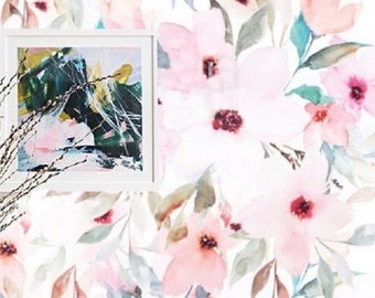 self adhesive wallpaper, removable wallpaper, wall mural, décor, watercolour, floral wallcovering, flower wallpaper, floral, peel & stick, # 11